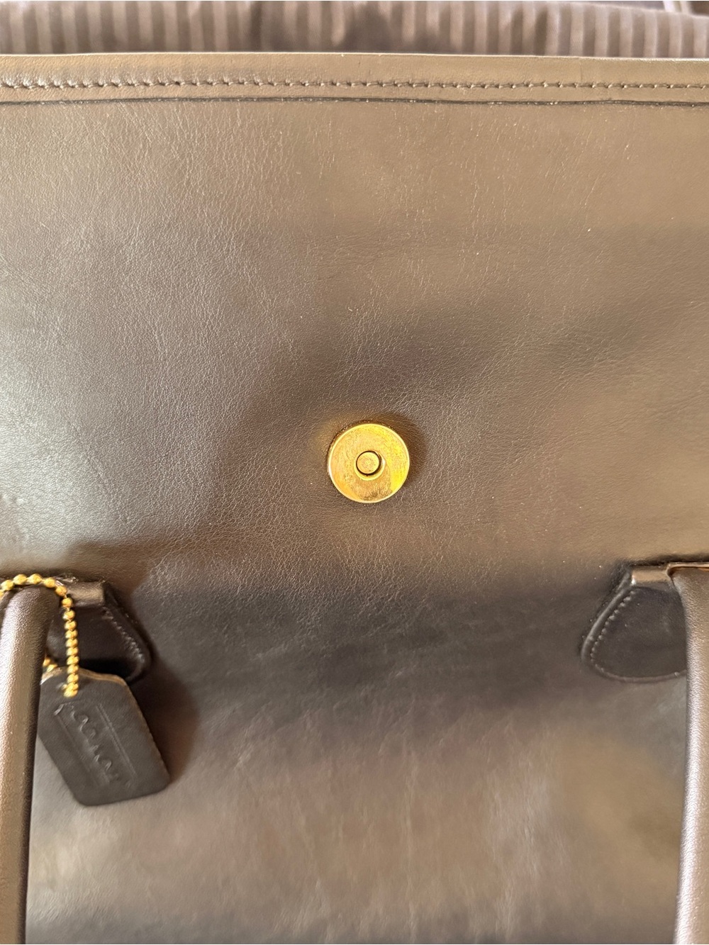 Coach 1995 Vintage Black Leather Flap Shopper Tote - Picture 3 of 11